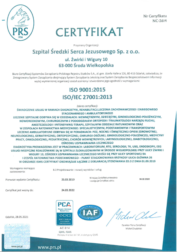 Certyfikat ISO2015